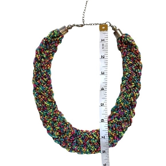 Multicolored Colorful Rainbow Bead Beaded Statement Fashion Necklace - Picture 7 of 14